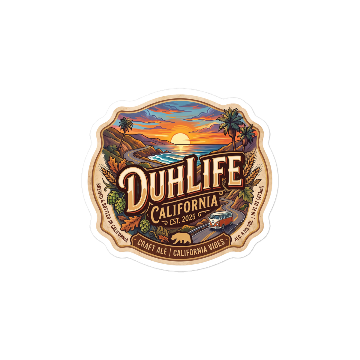 DuhLife Beer vinyl sticker, 4 x 4 inch